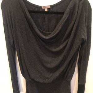 Floor-Length Long-Sleeve Grey Sweater Dress